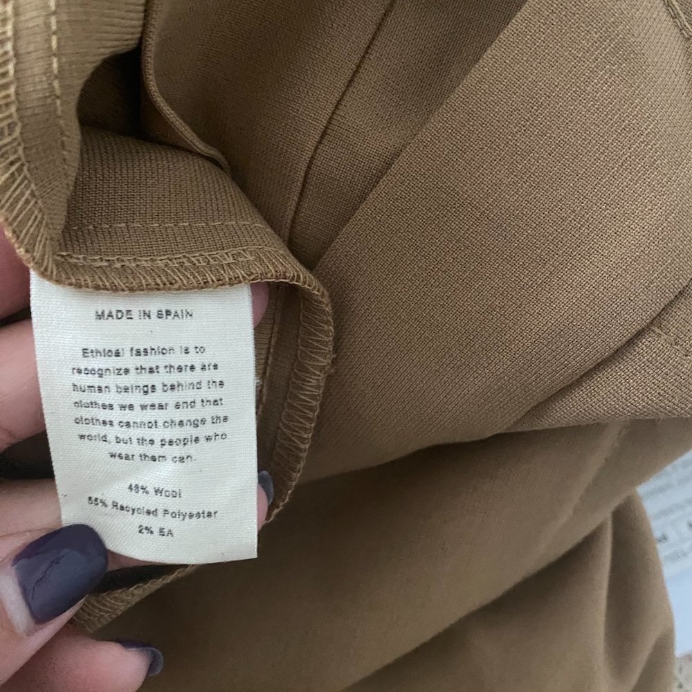 NWT Cordera Straight Tailoring deconstructed Asymmetrical Skirt Camel - Picture 12 of 13